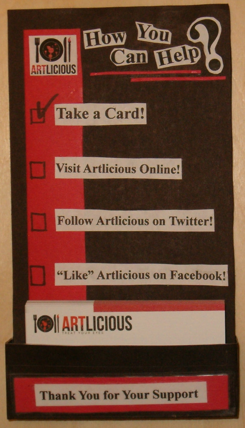 My original marketing department.  A business card holder that I created.