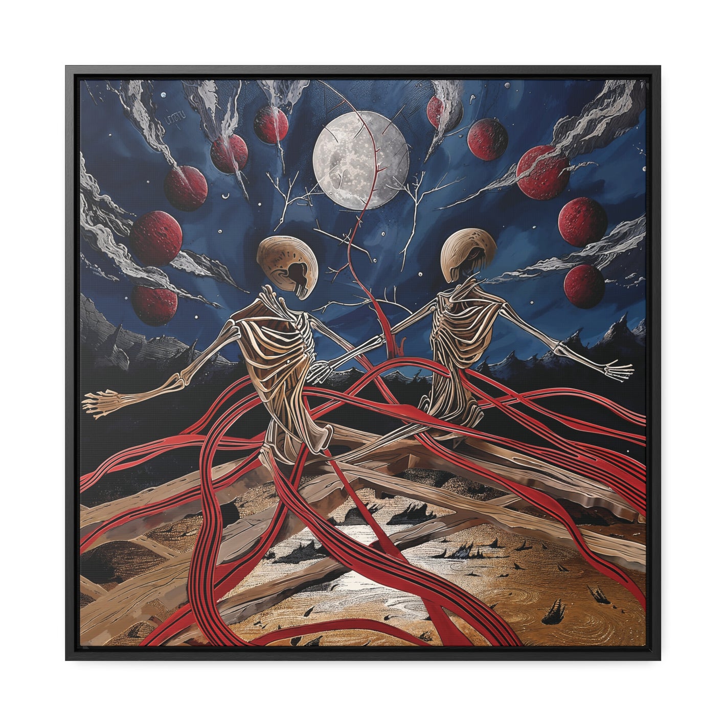 Ritual of the Red Orbs - Macabre Modern Art Print on Framed Gallery Wrap Canvas