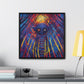 Title: Creepy Cat – Surreal Modern Wall Art Print on Framed Gallery Wrap Canvas