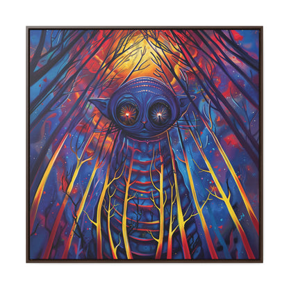 Title: Creepy Cat – Surreal Modern Wall Art Print on Framed Gallery Wrap Canvas