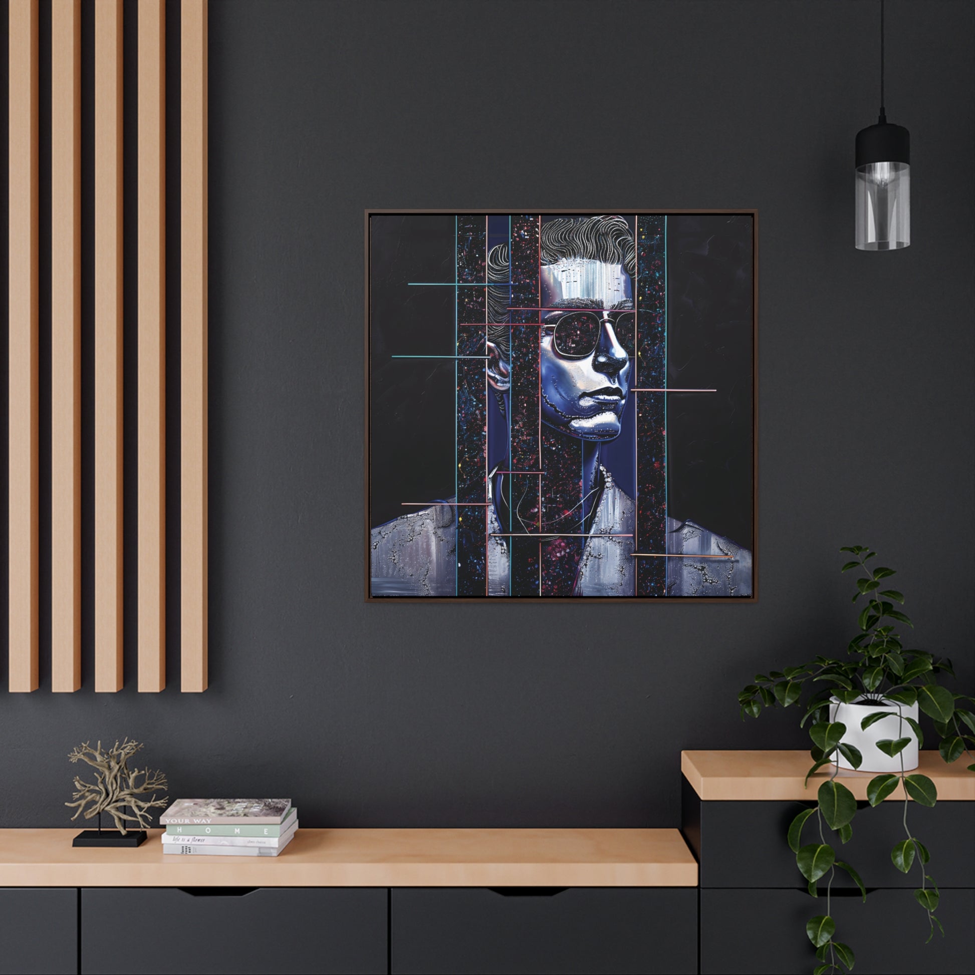 Blue the Left – Elegant Modern Wall Art Print on Framed Gallery Wrap Canvas