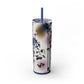 Floral - Skinny Tumbler with Straw, 20oz